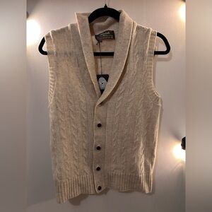 Vintage, Dead-stock,  1980 Shetland Wool Beige Sweater Vest